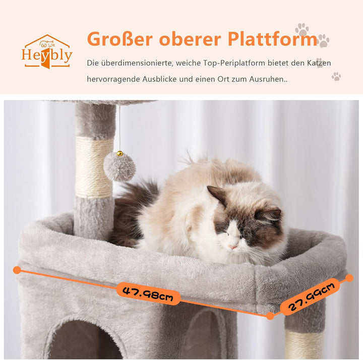 Heybly Kratzbaum, 178 cm Hoch, kratzsäule für Indoor Katzen, Mehrstöckiger Katzenkratzbaum mit 8 Kra