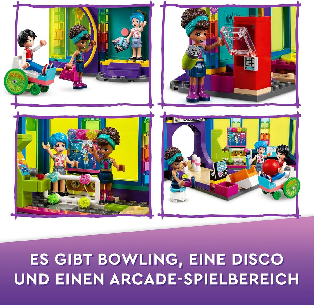 Lego 41708 Friends Rollschuhdisco Spielzeug mit Arcade und Bowling mit Mini-Puppen, u.A. Andrea, als