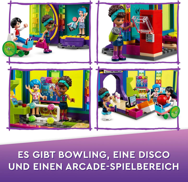 Lego 41708 Friends Rollschuhdisco Spielzeug mit Arcade und Bowling mit Mini-Puppen, u.A. Andrea, als