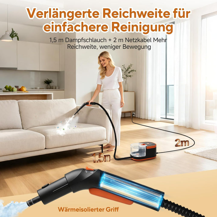 Dampfreiniger Handgerät für Haushalt Auto Handdampfreiniger 221°F 4 Bar Black, Black
