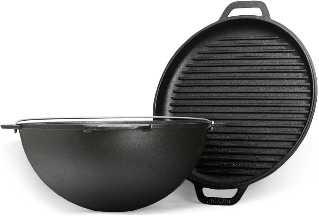 15L Kazan mit Ø40 Uchag Utschak Utschag 2mm stahl Kessel mit Deckel-Grillpfanne aus Gusseisen Kasan