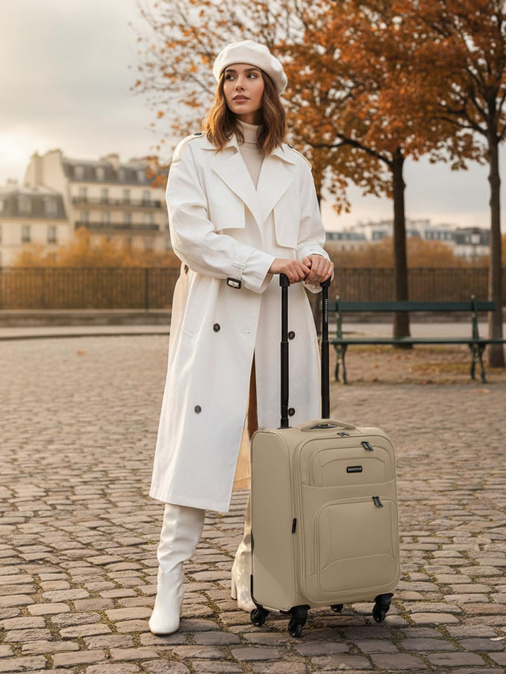 SMARTBOX Weichgepäck Kabinen-Koffer für Damen & Herren | Kleiner Cabin-Trolley 36 x 23 x 57 cm | 4 R