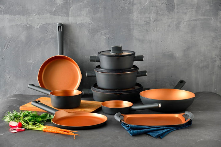 Set mit 3 Stück Kochtopf 24 + Stieltopf 16 + Pfanne 24 BRONZE SG