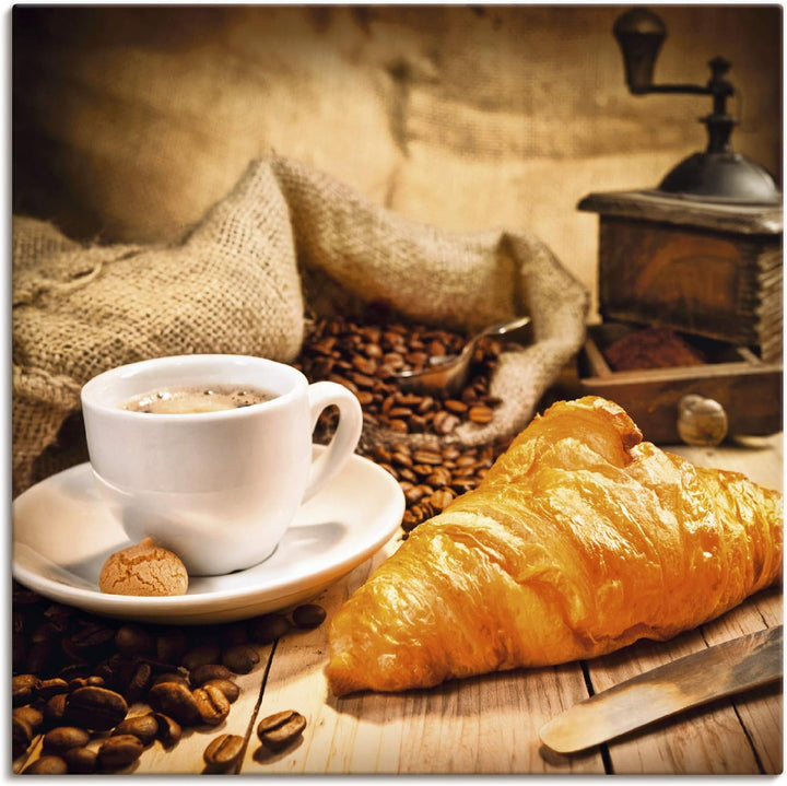 Artland Leinwandbild Wandbild Bild auf Leinwand 50x50 cm Wanddeko Kaffee Coffee Cafe Kaffeebohnen Le