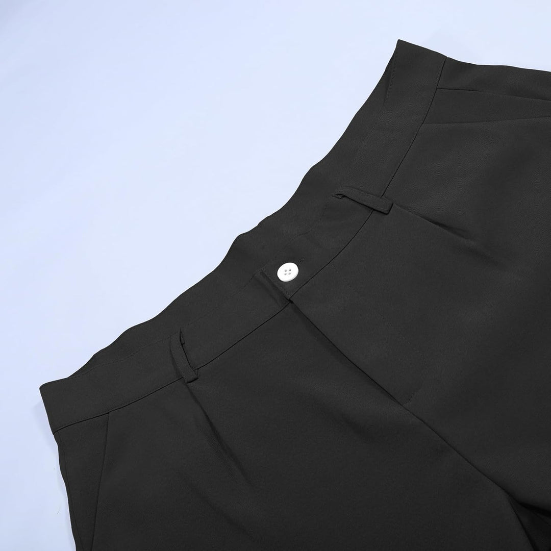 Herren Hosen Breit einfarbig, schlicht, Business-Casual, gerade, mit DREI Knöpfen Freizeithose Herre