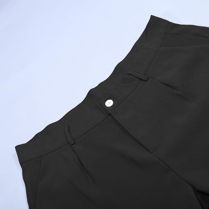 Herren Hosen Breit einfarbig, schlicht, Business-Casual, gerade, mit DREI Knöpfen Freizeithose Herre