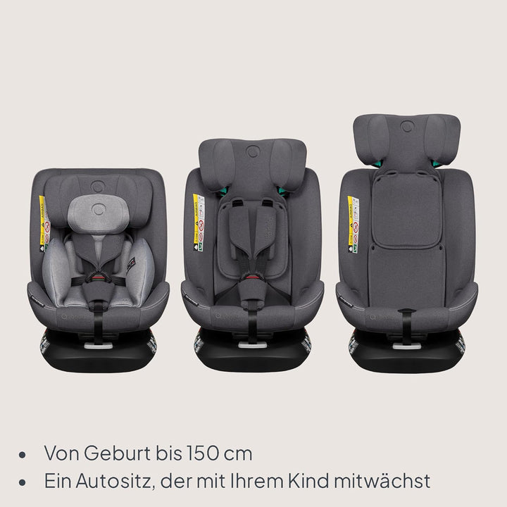 Lionelo Bastiaan i-Size One 360o drehbarer Autositz für Kinder von 40-150 cm, Montage in Fahrtrichtu