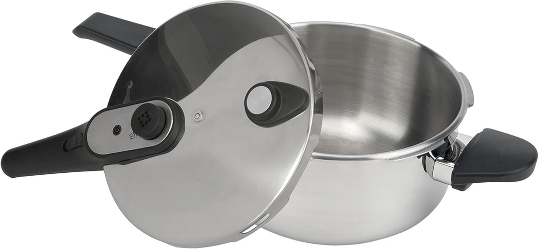 JATA HOGAR HOLL2224 Schnellkochtopf aus Edelstahl, 4 l, Schnellkochtopf mit Drehverschluss, 3 Sicher