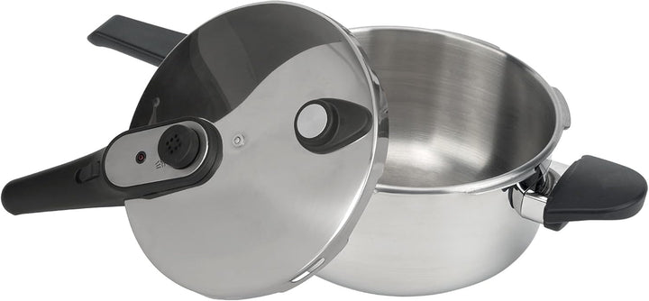 JATA HOGAR HOLL2224 Schnellkochtopf aus Edelstahl, 4 l, Schnellkochtopf mit Drehverschluss, 3 Sicher