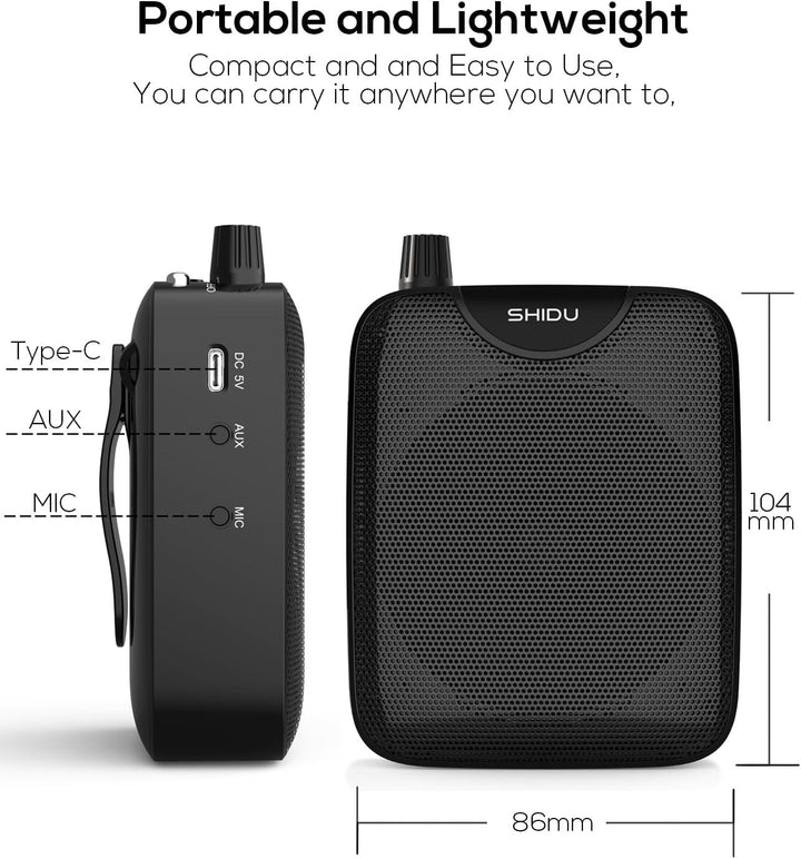 Sprachverstärker mit kabelgebundenem Mikrofon Headset, Stimmverstärker Tragbarer SHIDU S511 Mini-Lau