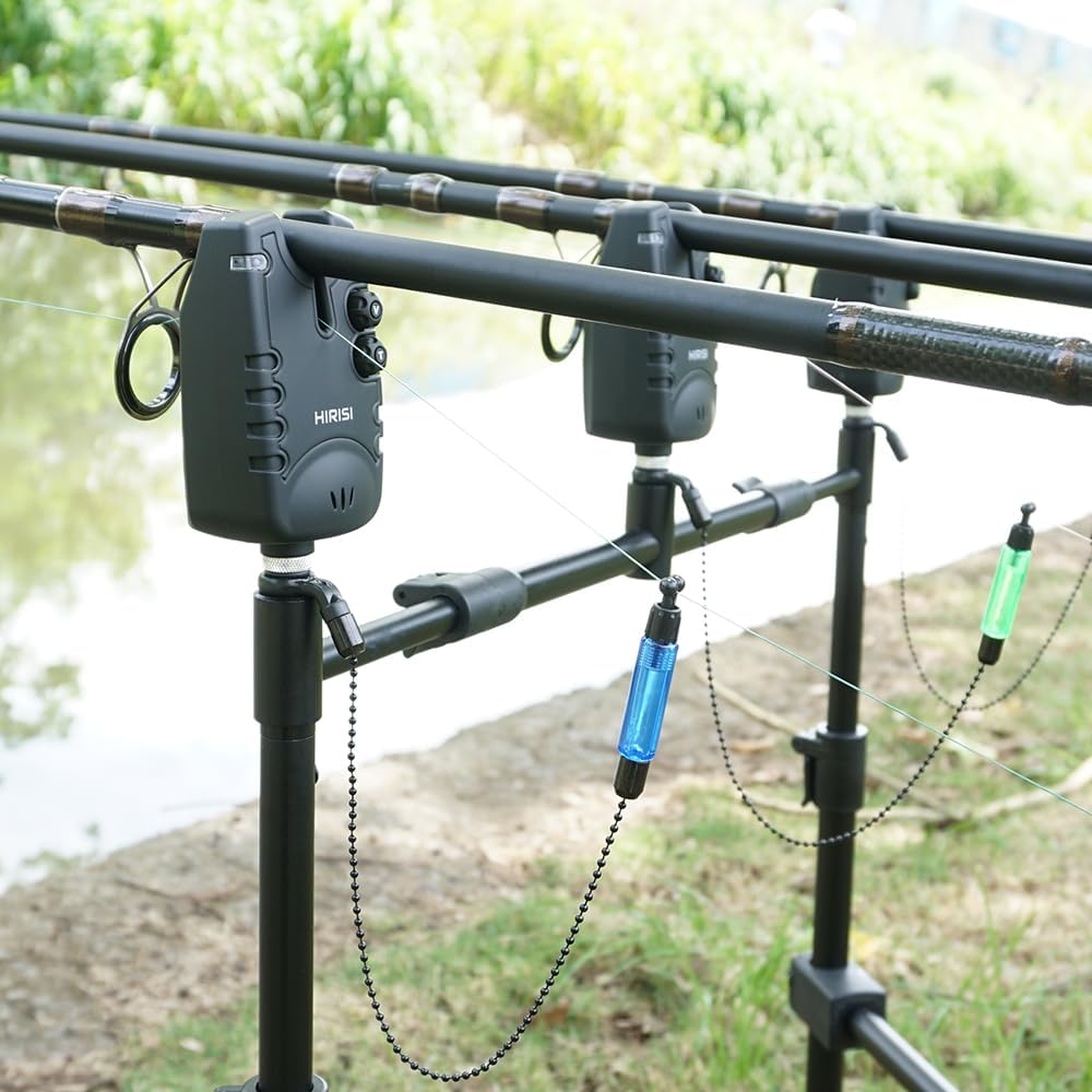 Hirisi Tackle Karpfenangel-Alarme mit Empfänger und Swingern in Schutzhülle SQ-3, SQ-3
