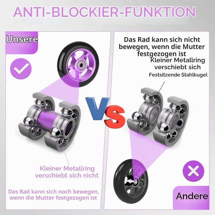 Stunt Scooter Rollen100mm, 2 Stück Stunt Scooter Räder Ersatzräder mit ABEC/ 9 Kugellager/Härtegrad