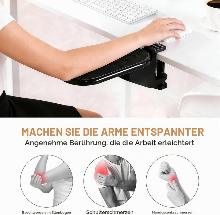 Armauflage Schreibtisch,180° Verstellbare Computer-Armlehne, Schreibtischverlängerung mit Maus-Armle