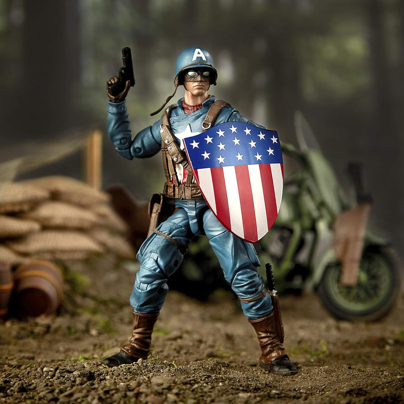 Hasbro Marvel Legends Series E4704CB0 Captain America mit Fahrzeug und Zubehör, Mehrfarbig