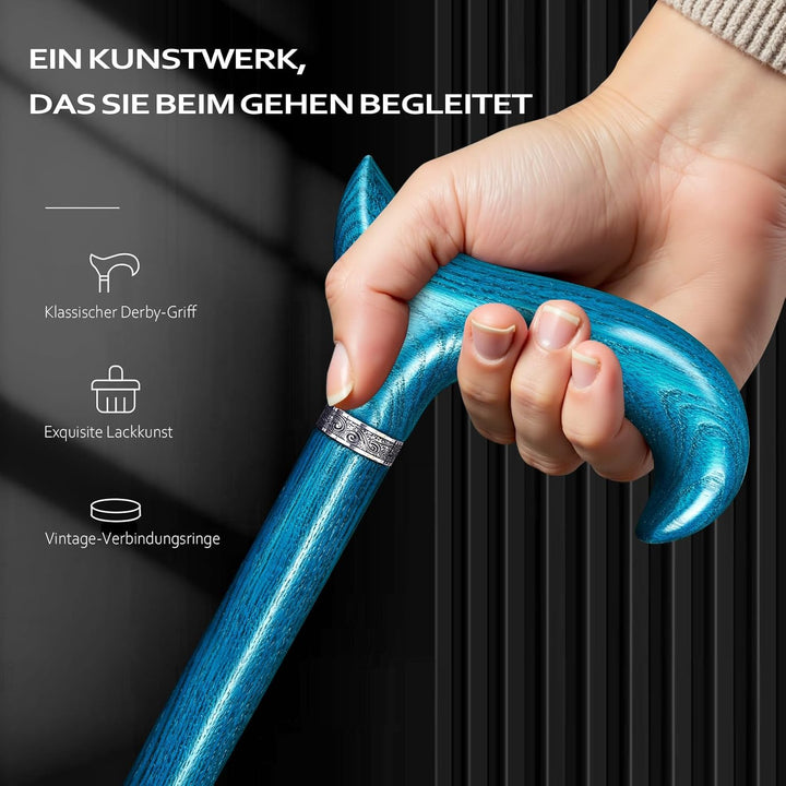 Handgefertigter Gehstock Holz Damen und Herren, mit 226 kg Belastbarkeit Gehstöcke Für Senioren,Ergo