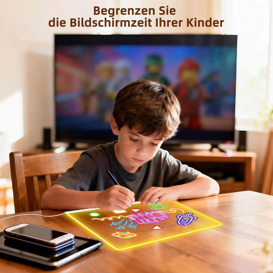 Led Zeichenbrett, Leuchtendes Led Zeichenbrett für Kinder mit 8 Farben & 6 Modi, 35x25cm Acryl Schre