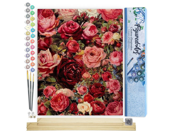 Figured'Art Malen Nach Zahlen Erwachsene Mit Rahmen Romantische Blumen - Paint by Numbers Basteln DI