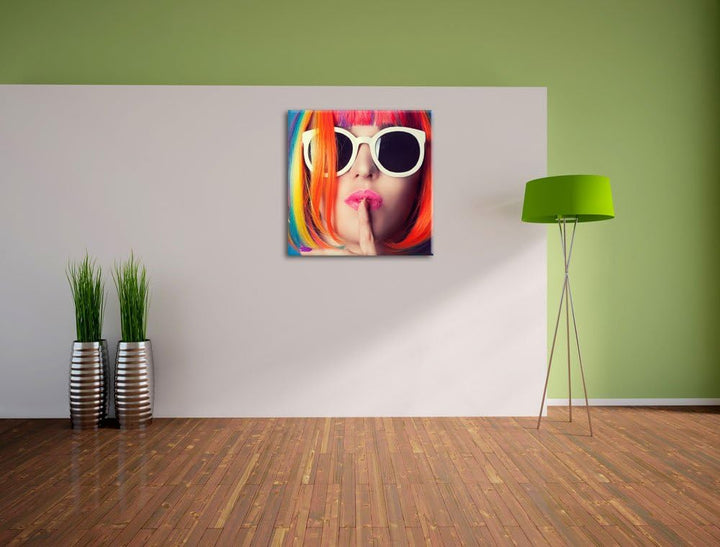 Pixxprint Frau mit Haaren als Leinwandbild/Grösse: 70x70 cm/Wandbild/Kunstdruck/fertig bespannt, 70x