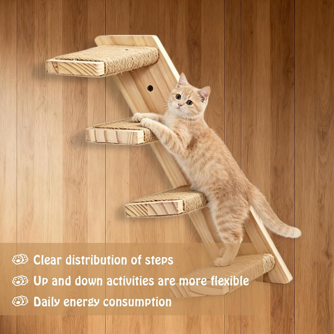 2 Stück Katzentreppe 4 Stufen, Kletterwand Katzen Kletterwand, Katzentreppe Wand, Wandmontage Katzen