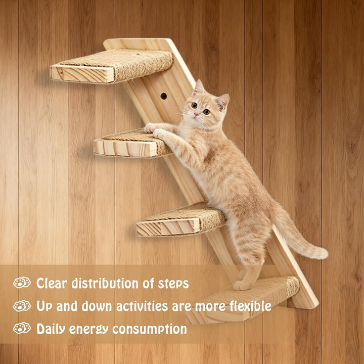 2 Stück Katzentreppe 4 Stufen, Kletterwand Katzen Kletterwand, Katzentreppe Wand, Wandmontage Katzen