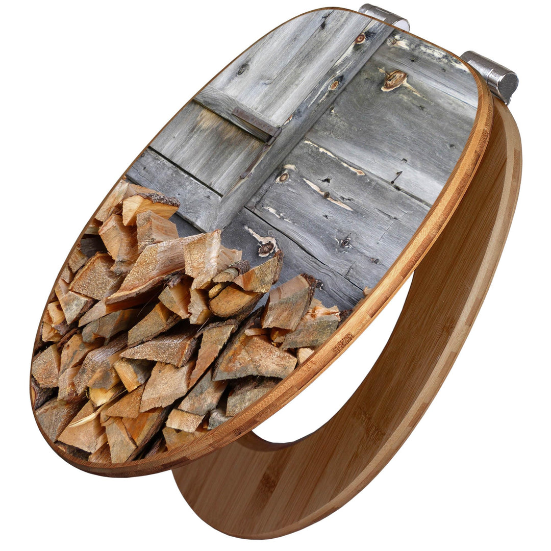 banjado Design WC Sitz Bambus Absenkautomatik 45,8x37,5cm - Toilettendeckel mit Absenkautomatik Holz