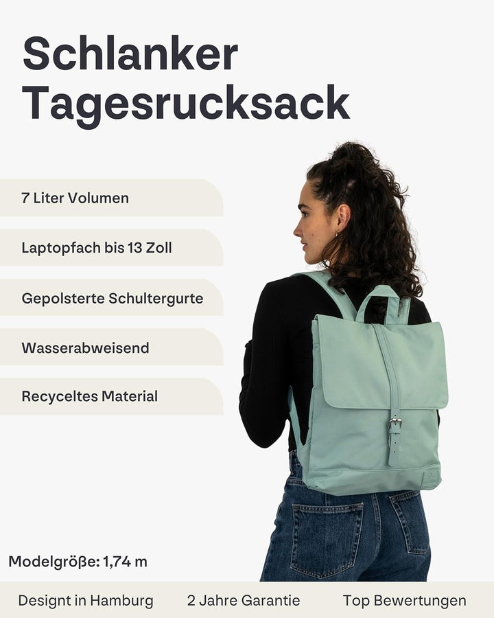Johnny Urban Rucksack Damen - Mia - Schlanke Tasche mit Laptopfach - Aus Recyceltem PET - 7L - Wasse
