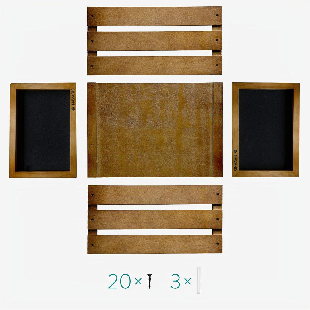Navaris Holz Schallplatten Kiste mit Kreidetafel - 42,9 x 34,4 x 22,9 cm - für bis zu 80 LP Platten