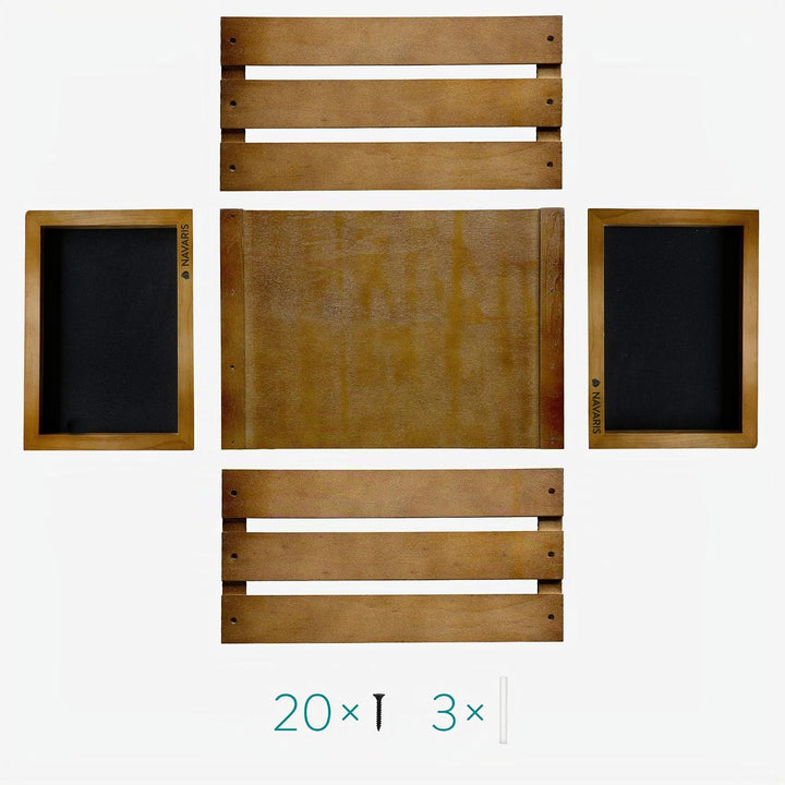 Navaris Holz Schallplatten Kiste mit Kreidetafel - 42,9 x 34,4 x 22,9 cm - für bis zu 80 LP Platten