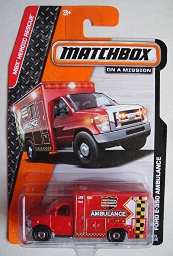 Matchbox Heroic Rescue Red Ford E-350 Krankenwagen 75/120