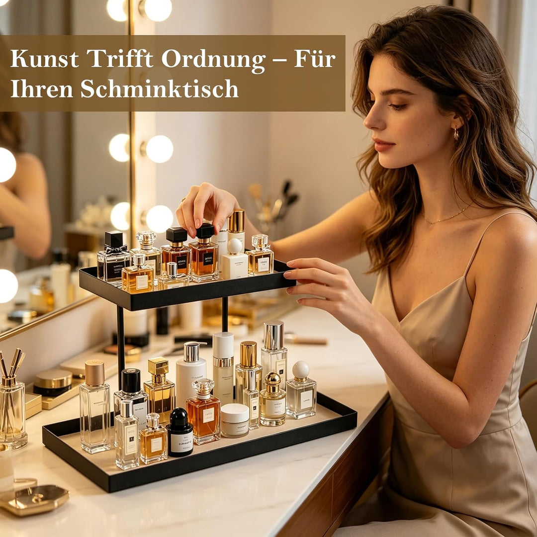 Parfüm Organizer, Doppelstöckiges Parfum Organizer ohne Montage, Eleganter Modernes Parfüm Ständer a