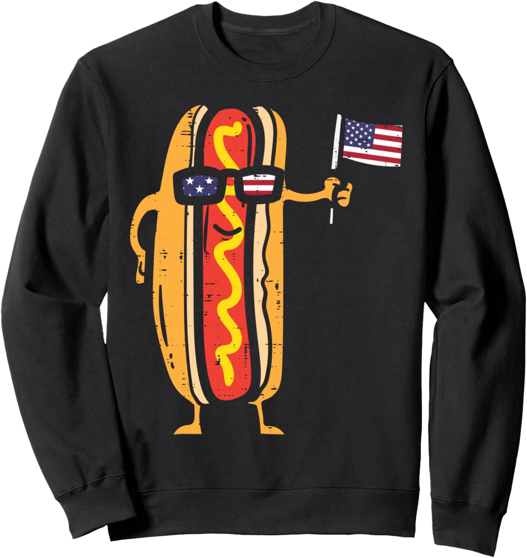 Hotdog Sunglasses American Flag USA Funny 4th Of July Fourth Sweatshirt