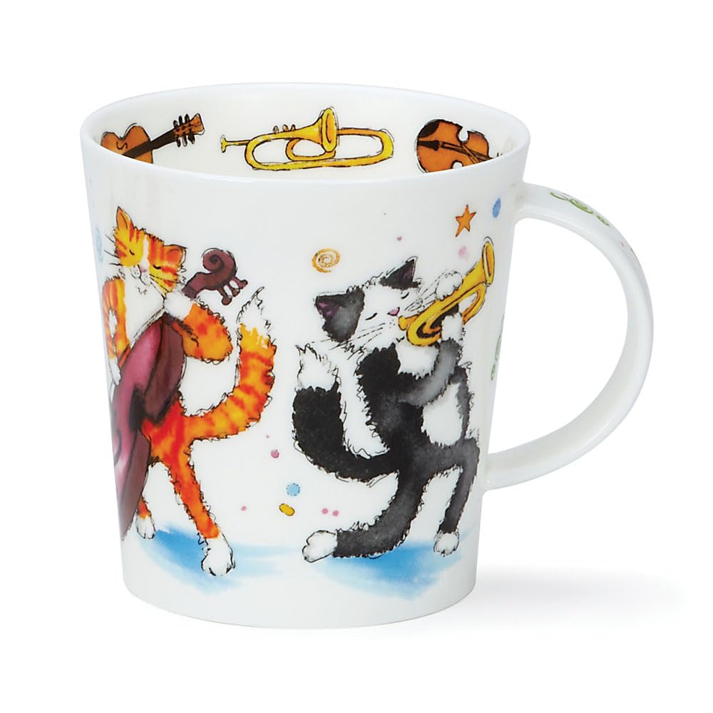 DUNOON Lomond Shape Mug 0,32 Liter Groovy Cats or Groovy Dogs (Groovy Cats), Gold, Groovy Cats