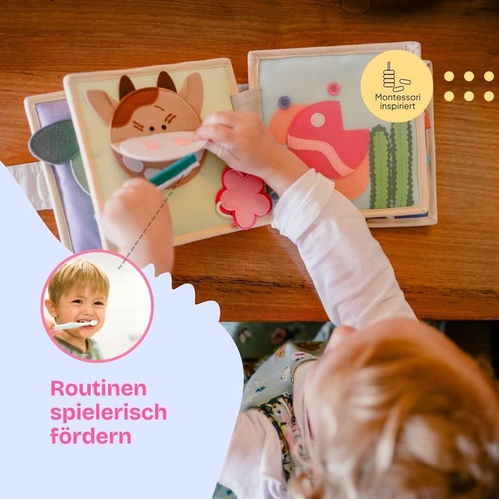 Jolly Designs 6-seitiges Mini Quiet Book Magischer Vogel - Montessori Lernspielzeug Aus Hochwertigem