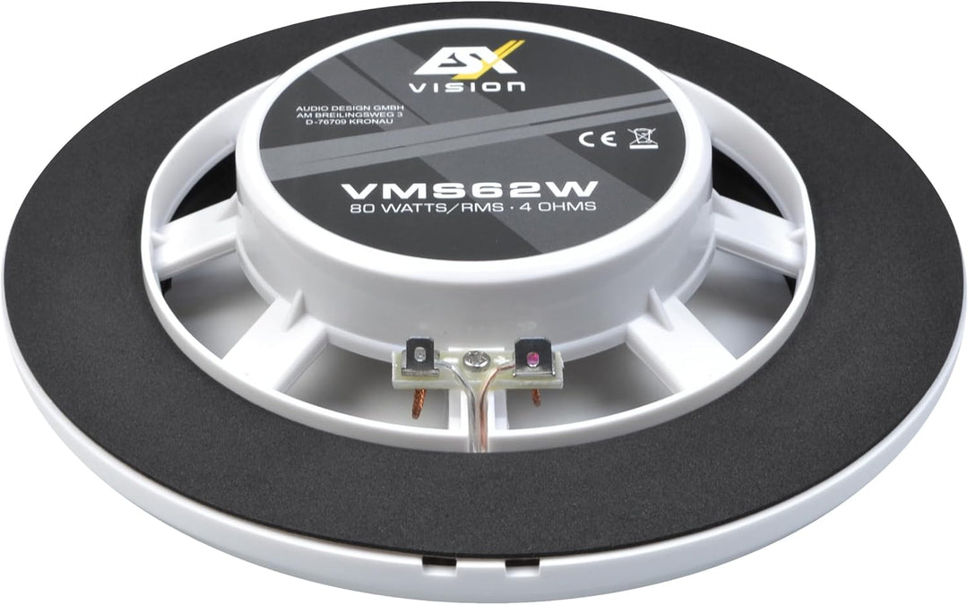 ESX VMS-62W - weisser 16,5 cm 2-Wege-Koax für Marine/Outdoor/Caravan | extrem flach - Einbautiefe 2,