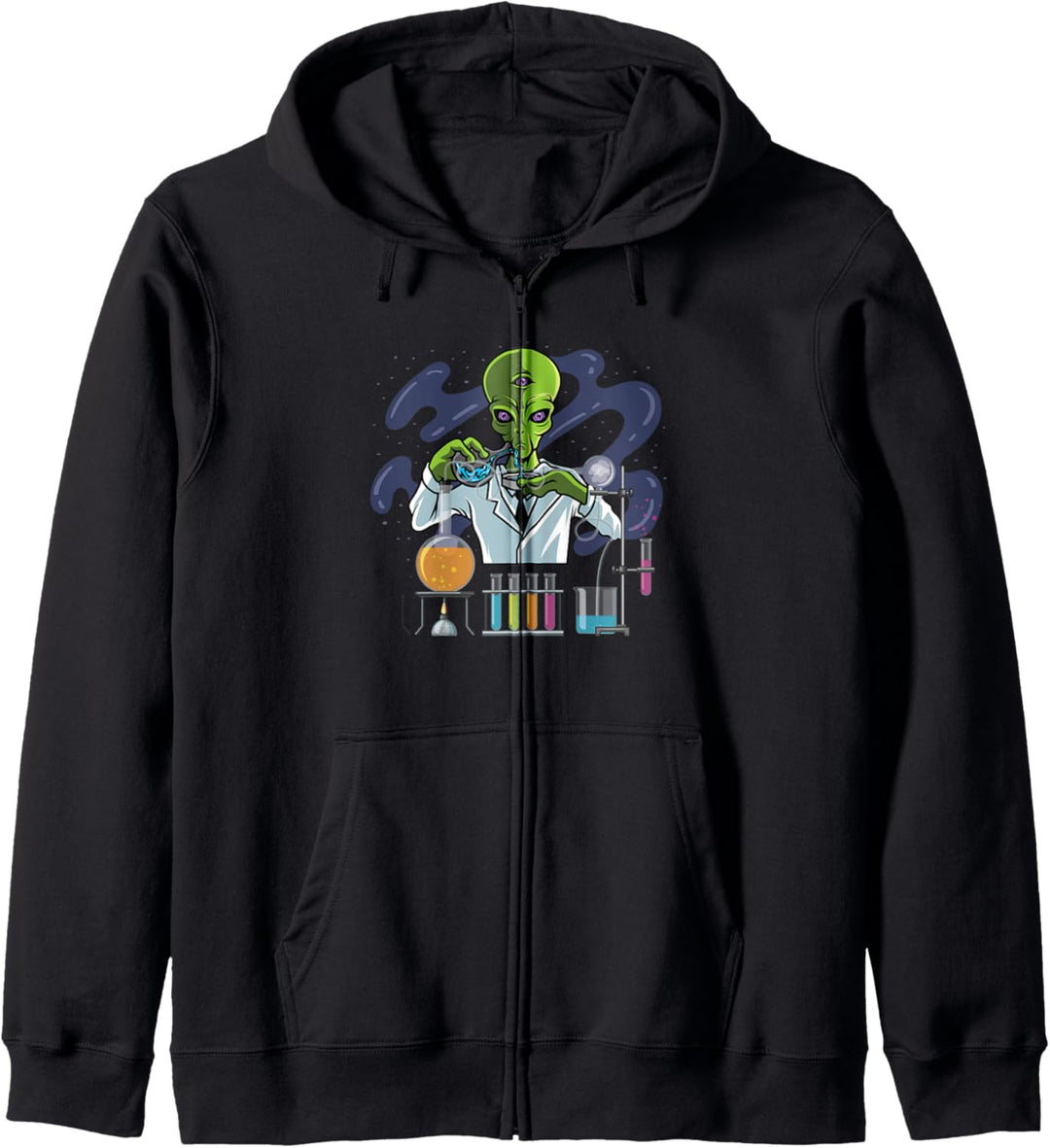 Psychedelischer Alien-Labortechniker Kapuzenjacke