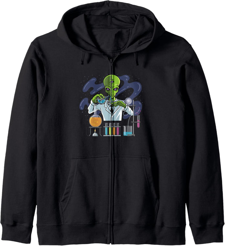 Psychedelischer Alien-Labortechniker Kapuzenjacke