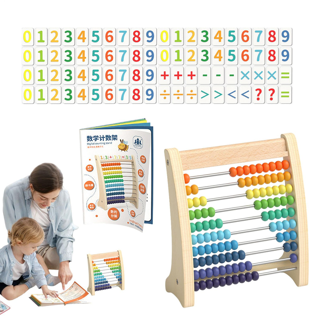 aus Holz, Mathematik, Mathematikspielzeug aus Holz - Rahmen zum Zählen in 10 Reihen mit Perlen - Leh