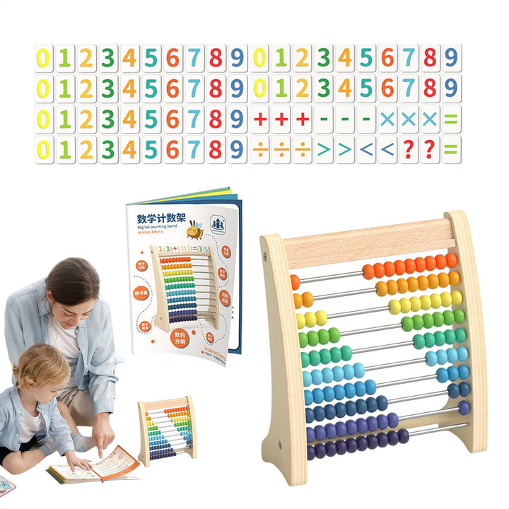 aus Holz, Mathematik, Mathematikspielzeug aus Holz - Rahmen zum Zählen in 10 Reihen mit Perlen - Leh