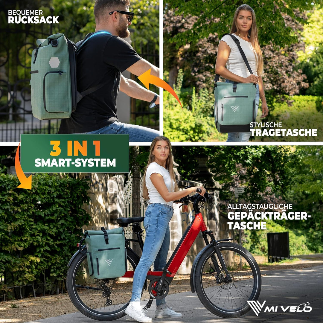 MIVELO 3in1 Fahrradtasche für Gepäckträger I Rucksack &amp; Gepäckträgertasche hinten - in 15 Sekunden u