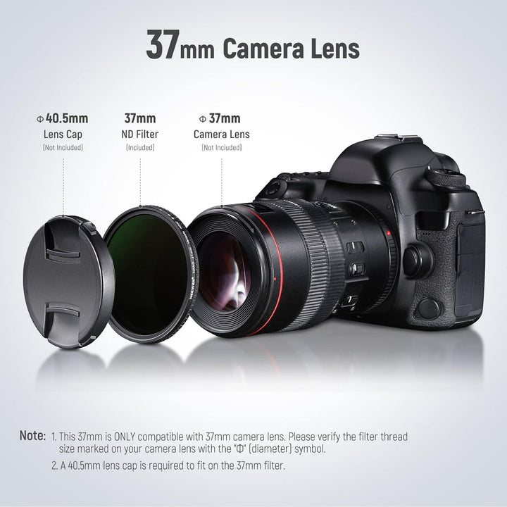 NEEWER 37mm HD Variable ND Filter ND2-ND32 (1-5 Stops) kein X Kreuz Variabel Graufilter HD optisches