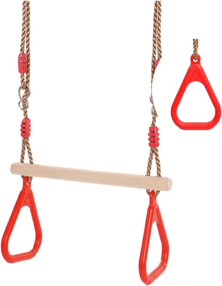 Morwealth Multifunktions Kinderholz Trapeze Schaukel mit Kunststoffringen Turnringe Ringe zum Aufhän