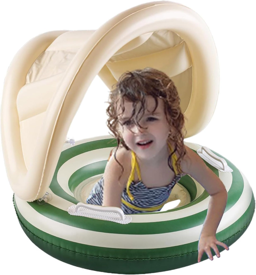 Baby Pool Float, Toddler Swim Seat, 57x49cm/22.44x19.29 Inches Adjustable Floating Trainer, Sunshade