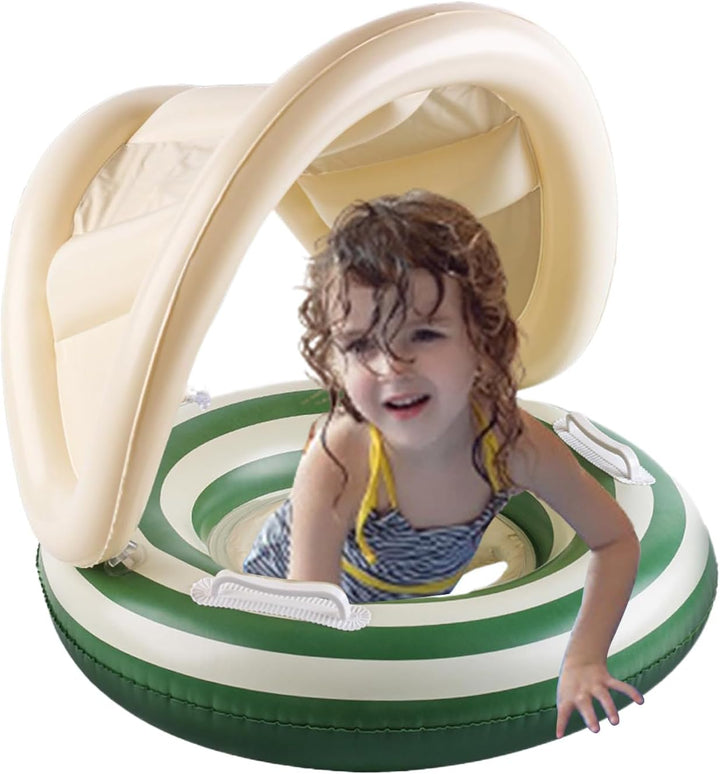 Baby Pool Float, Toddler Swim Seat, 57x49cm/22.44x19.29 Inches Adjustable Floating Trainer, Sunshade