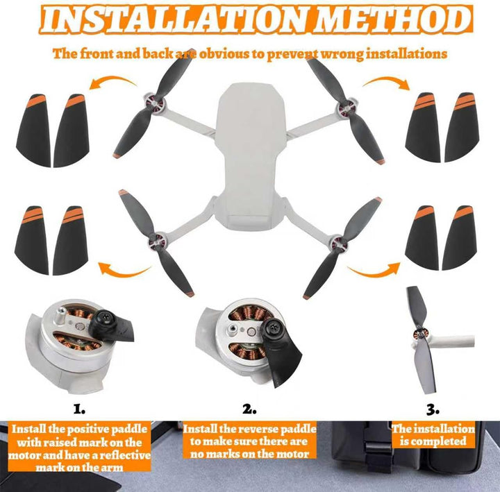 24Pcs Propeller für DJI Mini 4K, Mini 2 SE/ 2/ SE, Drohnen Ersatzpropeller Luftschrauben Set mit Sch