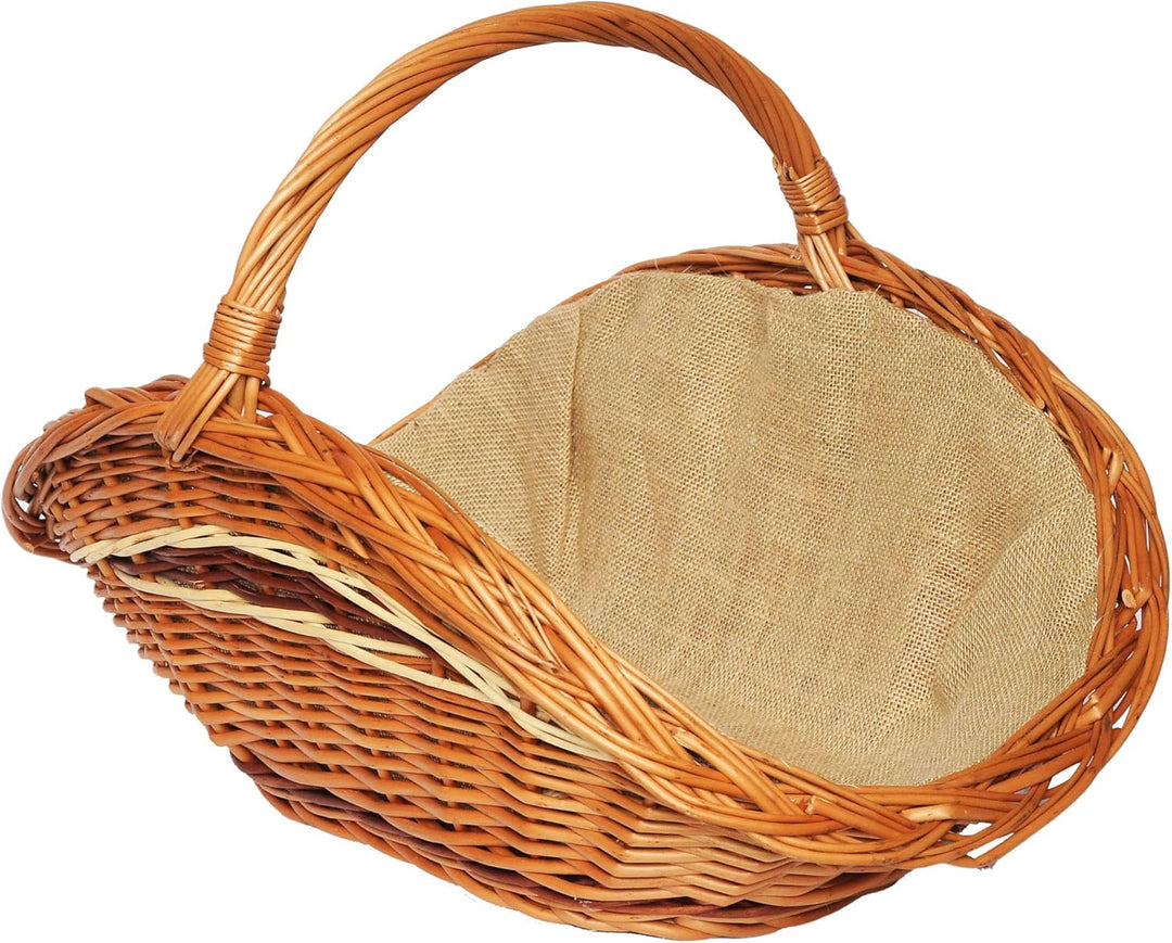 Kaminholzkorb aus Weide Kaminkorb Holzkorb mit Jute Weidenkorb Holz Kamin Kaminholz (Hellbraun, Typ