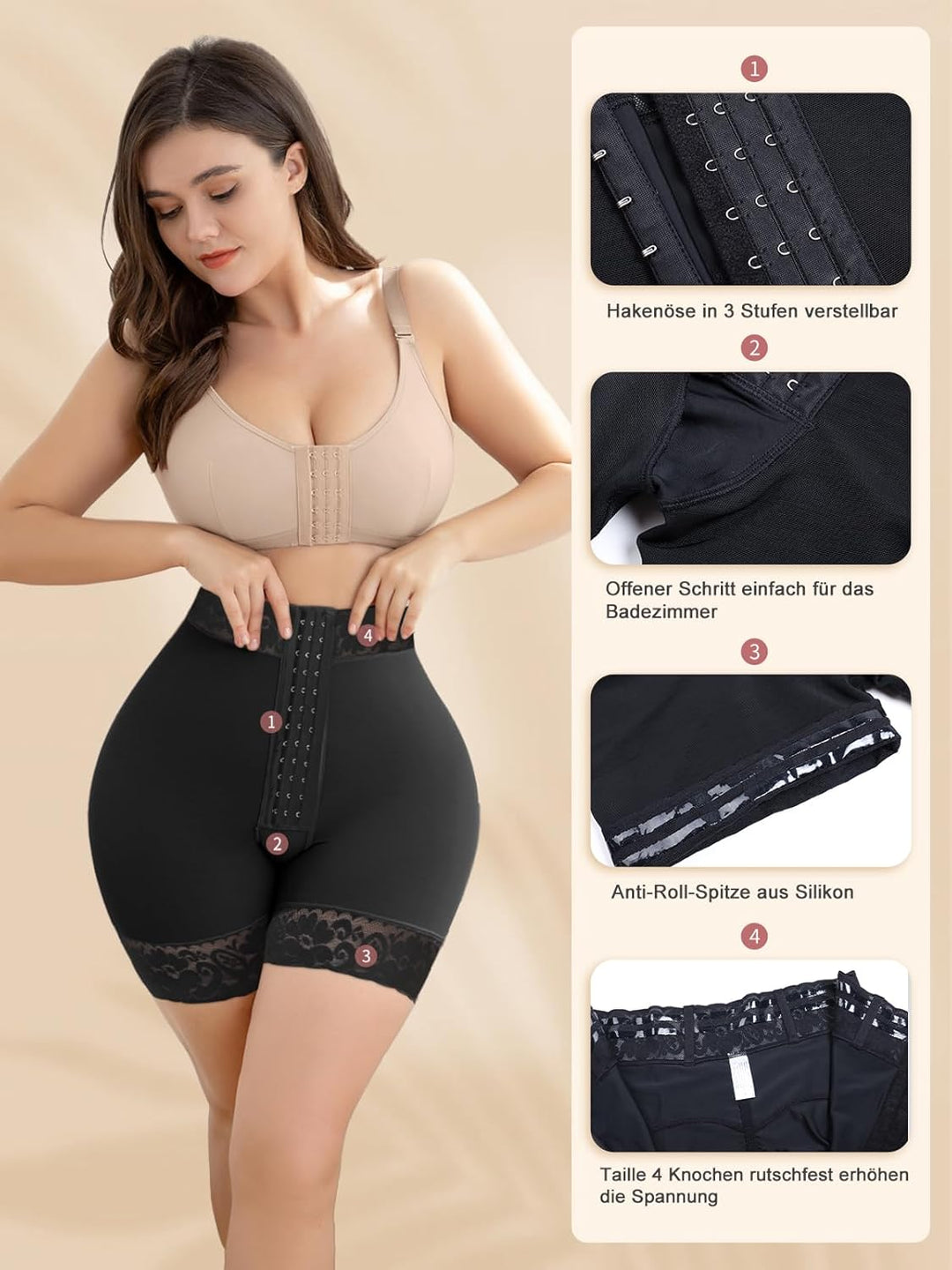 SHAPSHE Damen Bauchweg Unterhose Po Push Up Shapewear Bauch Kontrolle Figurformende Unterwäsche Hohe