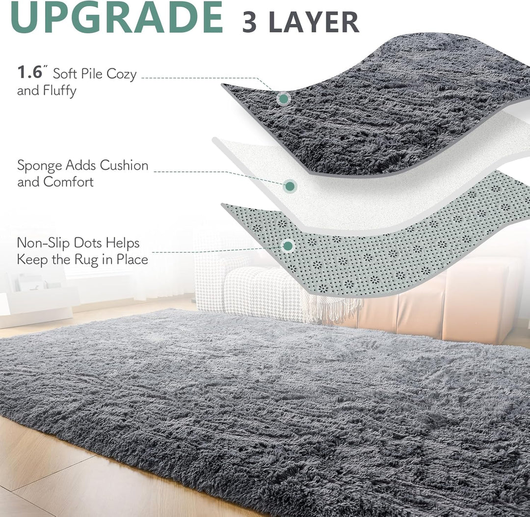 CHOSHOME Teppich Wohnzimmer Schlafzimmer Teppiche Flauschiger Hochflor Teppich Gross Super Weich Woh