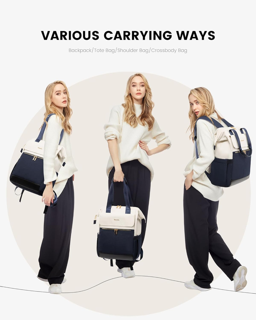 LOVEVOOK Rucksack Damen Blau, Schulrucksack Mädchen mit Laptopfach 15,6 Zoll, Rucksacktasche Damen 2
