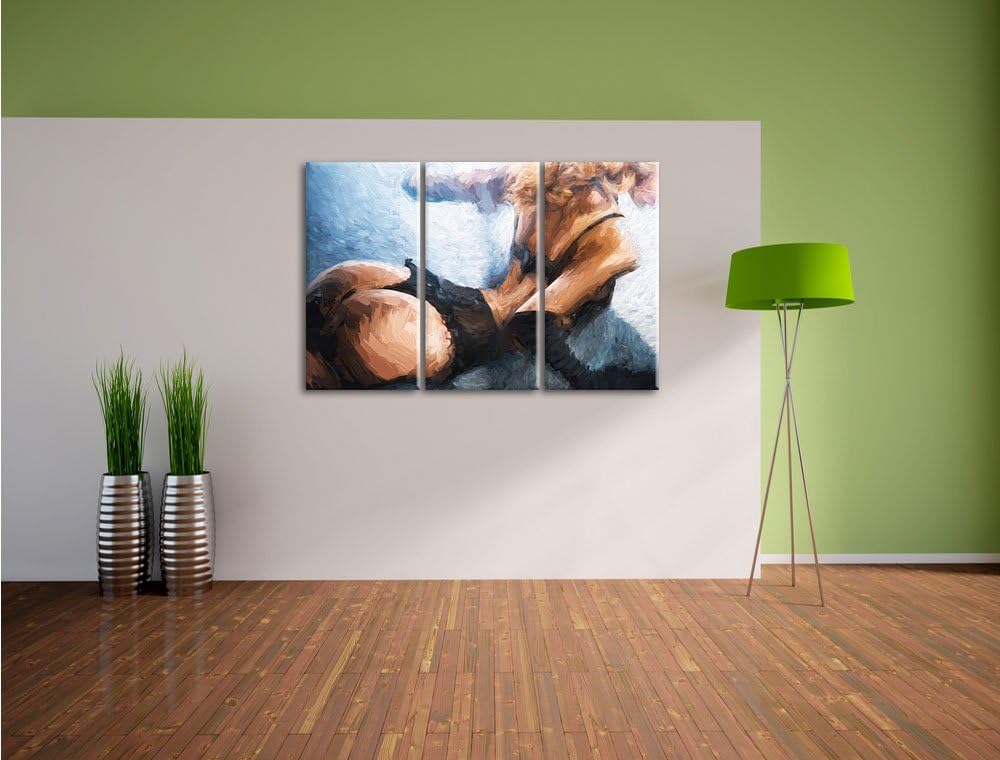 Pixxprint Frau in sexy Dessous als Leinwandbild/Grösse: 3 Teilig (120x80) cm/Wandbild/Kunstdruck/fer