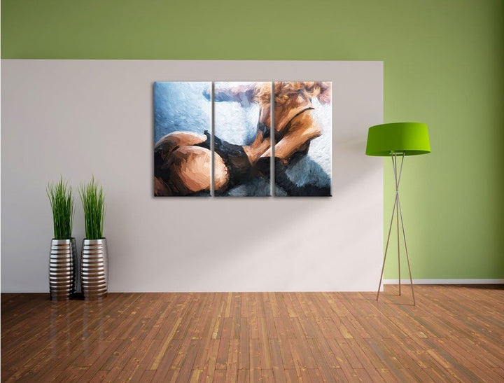 Pixxprint Frau in sexy Dessous als Leinwandbild/Grösse: 3 Teilig (120x80) cm/Wandbild/Kunstdruck/fer